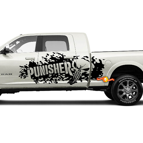 Punisher Splash Zij Vinyl Decal Kit voor Dodge Ram