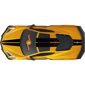 Kit van Chevrolet Corvette C8 Stingray Eray Z06-modellen Motorkap Dak Achterstrepen Corvette stickerstrepen over de volledige lengte
 1