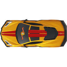 Kit van Chevrolet Corvette C8 Stingray Eray Z06-modellen Motorkap Dak Achterstrepen Corvette stickerstrepen over de volledige lengte
 2