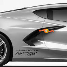 Paar Chevrolet Corvette C8 Racing vlag dambord achterste zijpaneel Z06 vinyl sticker
 2