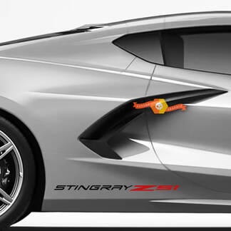 Paar Chevrolet Corvette C8 Stingray Z51 Edition Racing achterspatbord zijvinyl sticker 2 kleuren
