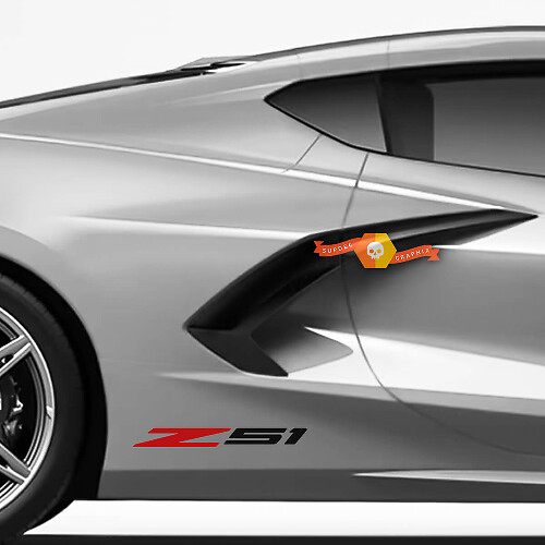 Paar Chevrolet Corvette C8 Z51 Racing achterspatbord zijkant vinyl sticker sticker 2 kleuren
