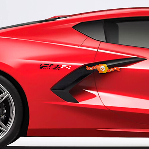 Paar Chevrolet CorvetteZ51 C8-R Edition Racing achterspatbord vinyl sticker aan de zijkant, 2 kleuren
