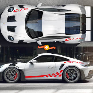 Paar Porsche 911 GT3 RS Rocker Panel Side Dambord Vlag Strepen Deuren en zijkant GT3 RS Kit Decal Sticker
