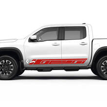 2 Nissan-stickers op het rockerpaneel aan de zijkant van de Nissan Frontier Stripe-vinylstickers
 2