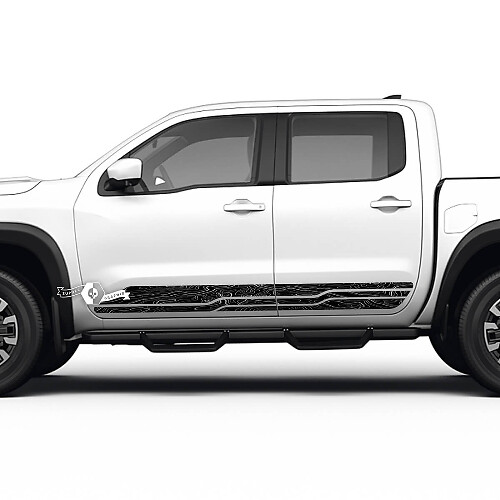 2 Nissan sticker rocker paneel zijkant topografische kaart Nissan Frontier Stripe vinylstickersset
