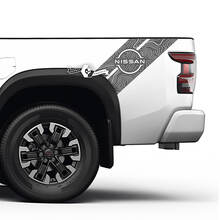 2 Nissan stickerbed spatbord pick-up zijkant topografische kaart Nissan Frontier Stripe vinylstickersset
 2