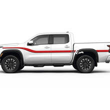 2 Nissan Decal voorspatbord deuren bed achterspatbord Logo lijnbekleding zijkant Vintage Nissan Frontier Stripe Vinyl Stickers Kit
 2