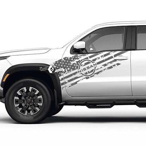 Door schade USA-vlag vinyl decalset voor Nissan Frontier