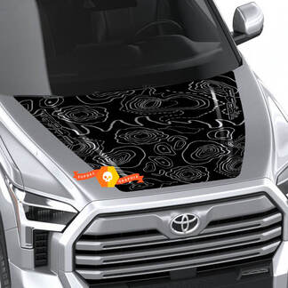 Hood TRD 4x4 off-road sticker met topografische lijnen 2 kleuren voor Toyota Tundra 2022+
