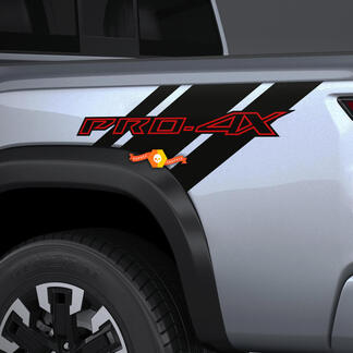 2X Nissan Frontier Pro-4X Bed Truck Auto Vinyl Beide Zijstickers Decals Graphics 2 Kleuren
