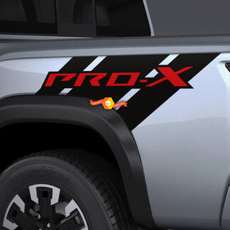 2X Nissan Frontier Pro-4X Bed Truck Pick-up auto Vinyl Beide Side Stickers Decals Graphics 2 kleuren
