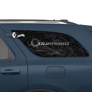 Paar Dodge Durango zijruit topografische kaartlijnen kompas sticker vinylstickers
