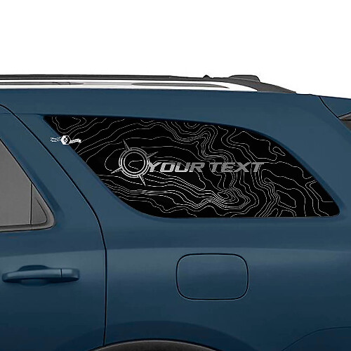 Topografische kaart en merk vinylstickers voor achterzijruit set voor Dodge Durango