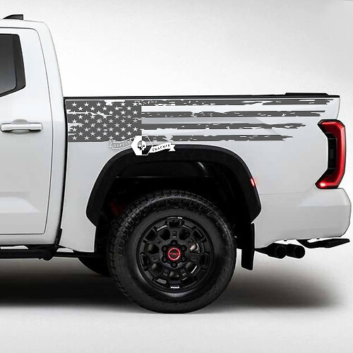 Paar Toyota Tundra Bed Side Achterspatbord USA Vlag Vernietigd Grange Stripes Vinyl Stickers Sticker
