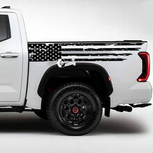 Paar Toyota Tundra Bed Side Achterspatbord USA Vlag Vernietigd Grange Stripes Vinyl Stickers Sticker
 3