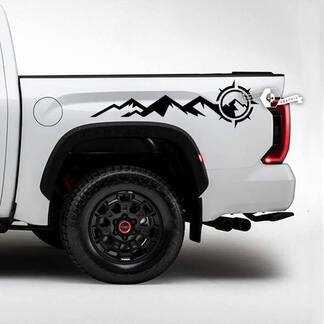 Paar Toyota Tundra Bed Side Achterspatbord Bergen Kompas Zijstrepen Vinyl Stickers Sticker

