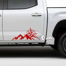 Paar Toyota Tundra deur bergen kompas kant strepen vinyl stickers sticker
 2