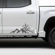 Paar Toyota Tundra deur bergen kompas kant strepen vinyl stickers sticker
 3