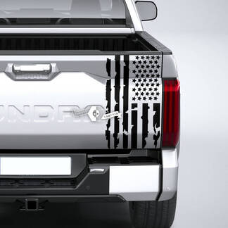 Toyota Tundra Bed Pickup Truck achterklep vernietigd Grange Stripes USA vlag Vinyl Stickers sticker
