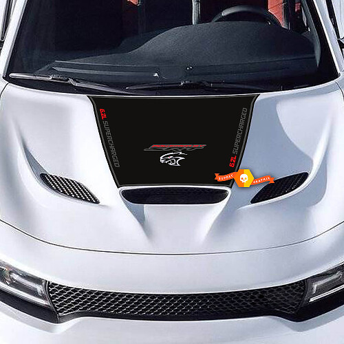 Kap sticker voor oplader 6.2L SUPERCHARGED 6.2L HEMI SRT HELLCAT HEMI vinyl sticker sticker 3 kleuren
