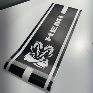 Hemi Muscle Dodge Ram Rebel Mopar Hood Cut Vinyl Decal Strepen Grafisch
