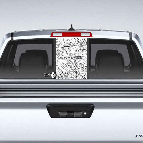 Pro-4X Topografische Stijl Achterraam Vinyl Sticker voor Nissan Frontier