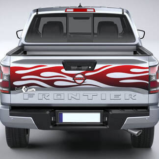 Nissan Frontier achterklep vlam vinyl stickers stickers graphics gradiënt 2 kleuren
