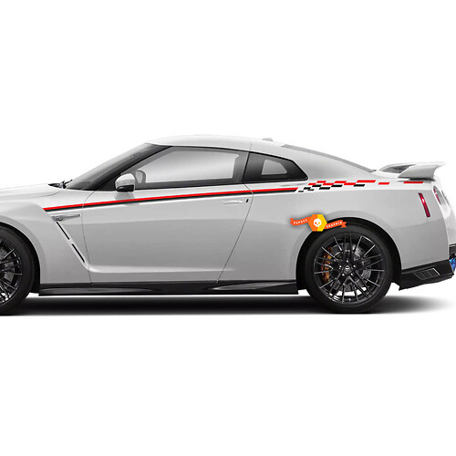 Paar Nissan Skyline GTR R35 Nismo geïnspireerd R Tune deur body stripe sticker sticker kit 3 kleuren
