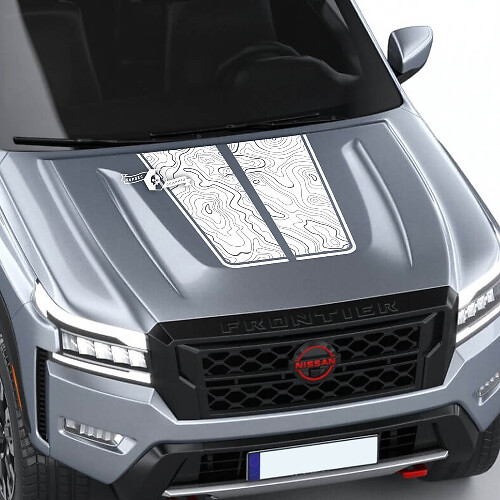 Nissan Frontier S SV Pro-4x Hood Decal Vinyl Topografische kaart contourlijnen Off Road Dual Blackout grafische stickers Sticker
