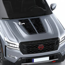 Nissan Frontier S SV Pro-4x Hood Decal Vinyl Topografische kaart contourlijnen Off Road Dual Blackout grafische stickers Sticker
 2