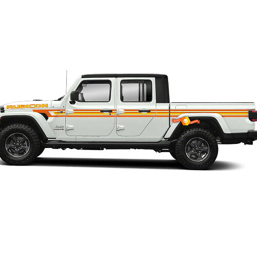 Vinylstickerset met Retro Stijl Motorkap- en Zijstrepen voor Jeep Gladiator