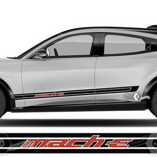 Paar Ford Mustang MACH-E MACH E Rocker Panel Logo Outline Strepen Zijdeursticker vinylstickers 2 kleuren
 1