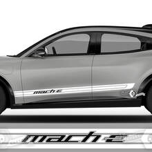 Paar Ford Mustang MACH-E MACH E Rocker Panel Logo Outline Strepen Zijdeursticker vinylstickers 2 kleuren
 2