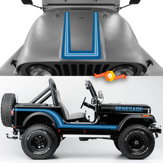 Kit van Hood Side Rocker Panel voor achterspatbord Jeep Renegade CJ7 Vinyl Decals graphics Kies kleuren
 1