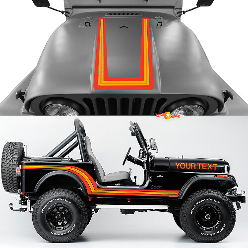 Kit van motorkap zijkant rockerpaneel voor achterspatbord Jeep Renegade CJ7 vinylstickers stickers graphics - oranje
