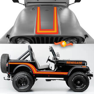 Kit met motorkap zijpaneel voor achterspatbord Jeep Renegade CJ7 vinylstickers graphics - oranje
 1
