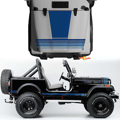 Vinylstickerkit met retro motief voor motorkap en zijkanten voor Jeep CJ7 Renegade 1984-1986