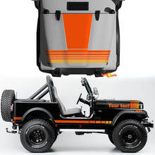 Vintage brede strepen motorkap zij vinyl stickers decals set 2 voor Jeep Renegade CJ7 2