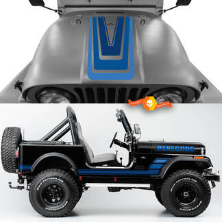 Kit van Hood Side Rocker Panel voor achterspatbord Jeep Renegade CJ7 Vinyl Graphics Decals Kies kleuren
 1