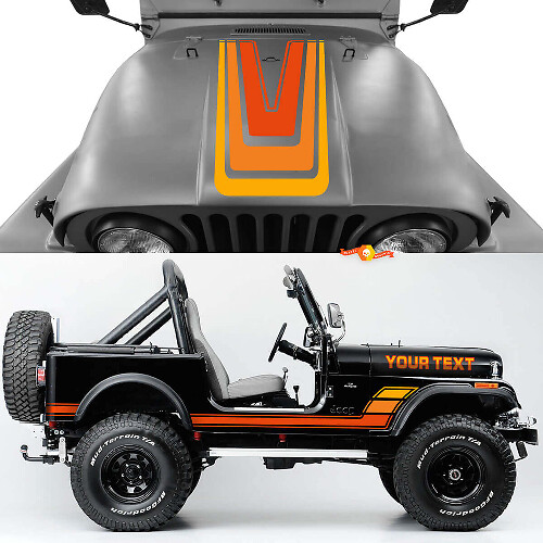 Vintage strepen motorkap zijvinylstickers decals kit voor Jeep Renegade CJ7