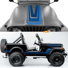 Vintage strepen motorkap zijvinylstickers decals kit voor Jeep Renegade CJ7 2