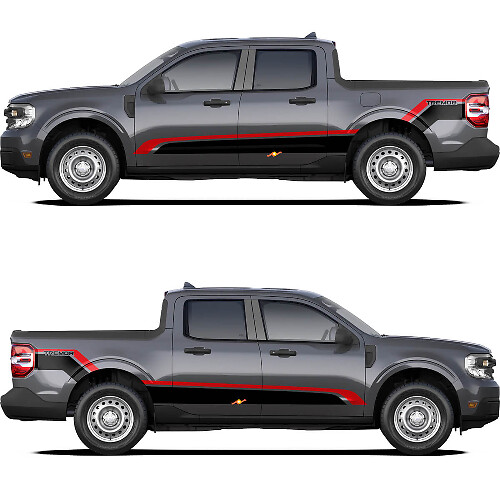 Topografische Kaart Motorkap- en Zijstrepen Vinyl Decal Kit voor Musclecar Maverick Tremor_1