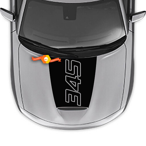345 Outline Center Blackout — Vinylsticker (motorkap) voor Dodge Charger 2015-2024