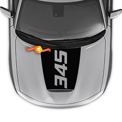 345 Solid Center Blackout — Vinylsticker (motorkap) voor Dodge Charger 2015-2024