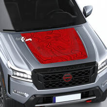 Nissan Frontier 2024 Pro-4x Hood Decal Vinyl Topografische kaart Contourlijnen Blackout grafische stickers Sticker
 2