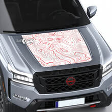 Nissan Frontier 2024 Pro-4x Hood Decal Vinyl Topografische kaart Contourlijnen Blackout grafische stickers Sticker
 3