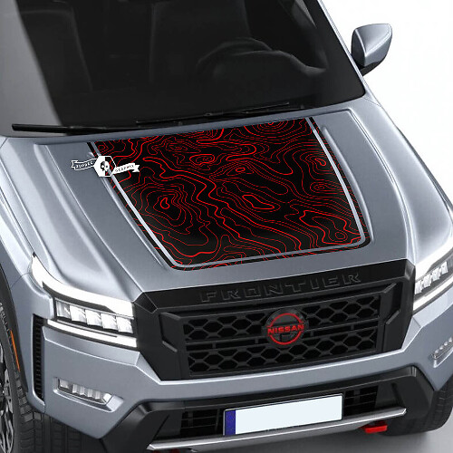 Nissan Frontier 2024 Pro-4x Hood Decal Vinyl Topografische kaart Contourlijnen Blackout grafische stickers Sticker
