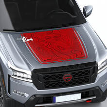Nissan Frontier 2024 Pro-4x Hood Decal Vinyl Topografische kaart Contourlijnen Blackout grafische stickers Sticker
 2