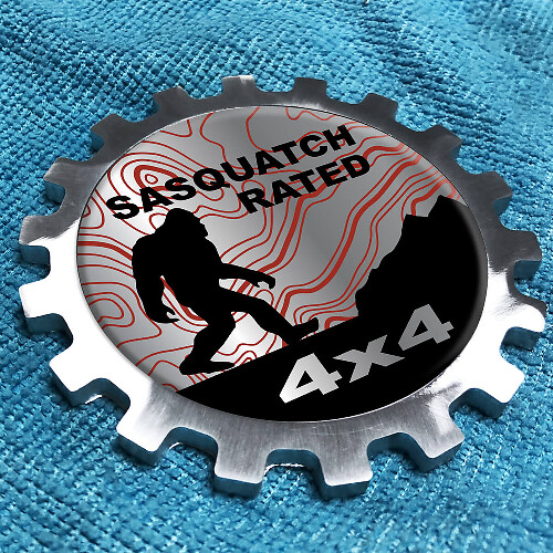 Sasquatch Rated 4x4 Aluminium Versnellingsbadge Embleem voor Jeep